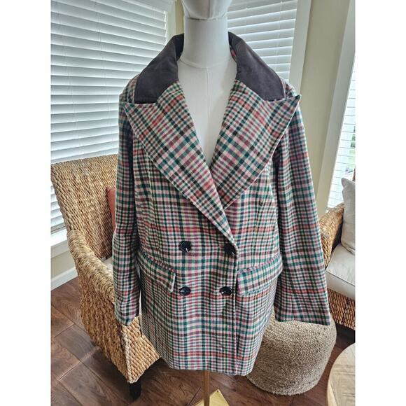 ANTHROPOLOGIE x AVEC LES FILLES Relaxed Plaid Wool Blend Blazer XL Patches - Picture 1 of 12